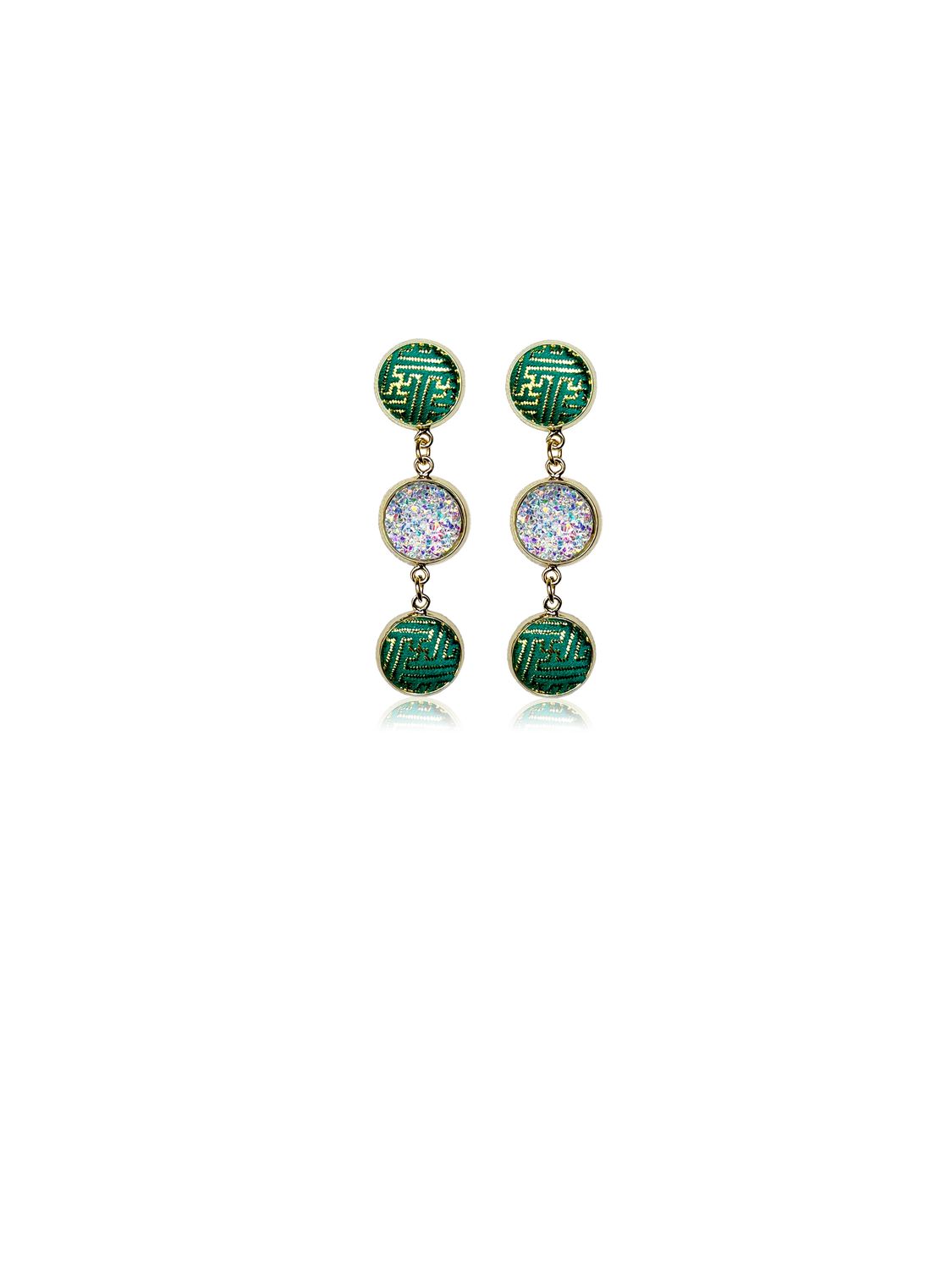 Luxe Green Shimmer Tiered Earrings