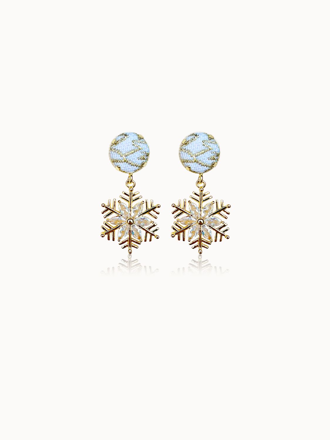 Snowflake White Drop Earrings