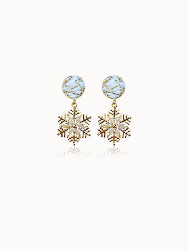 Snowflake White Drop Earrings