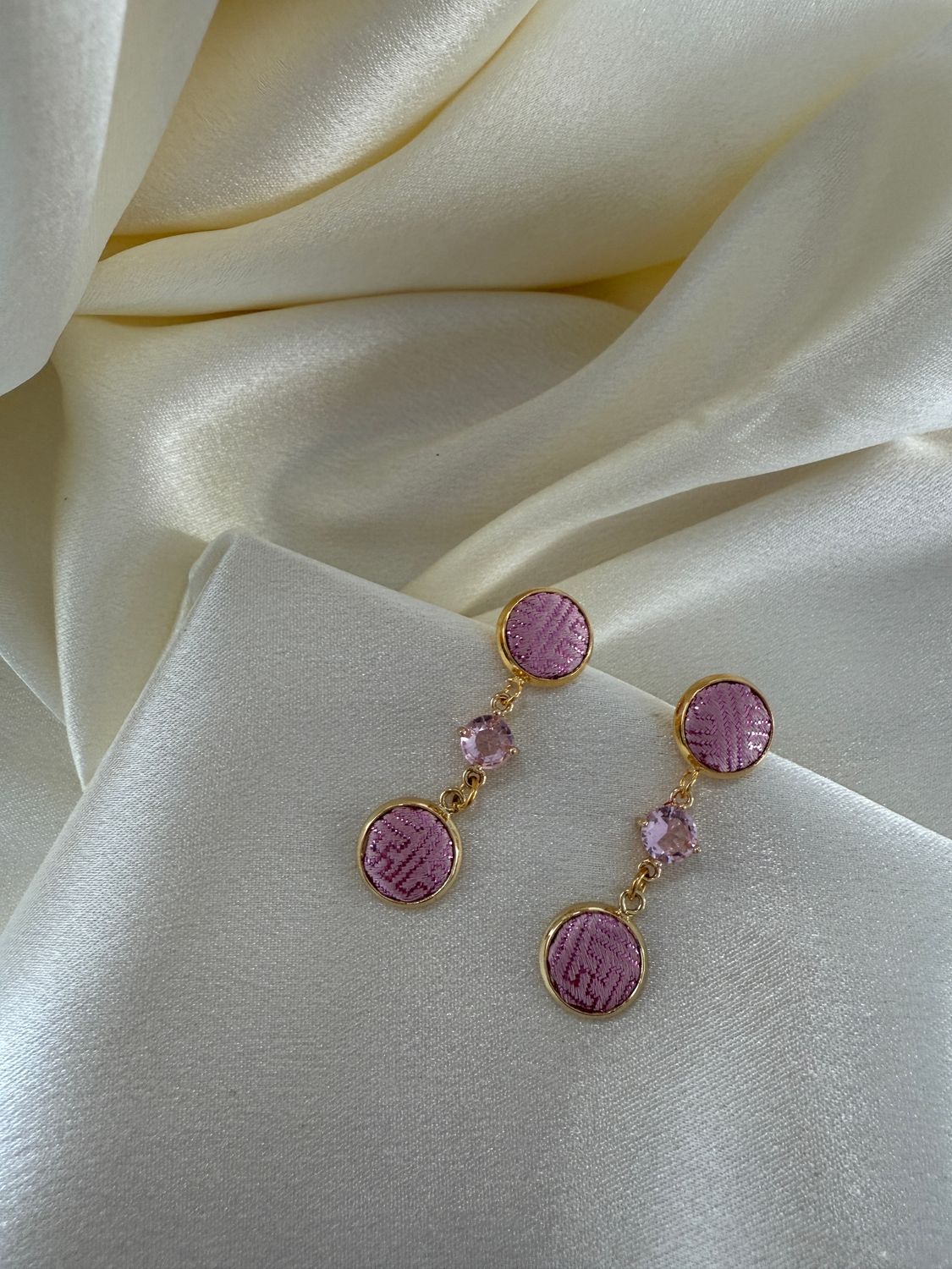 Rose Pink Silk Drop Earrings