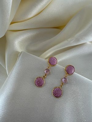 Rose Pink Silk Drop Earrings