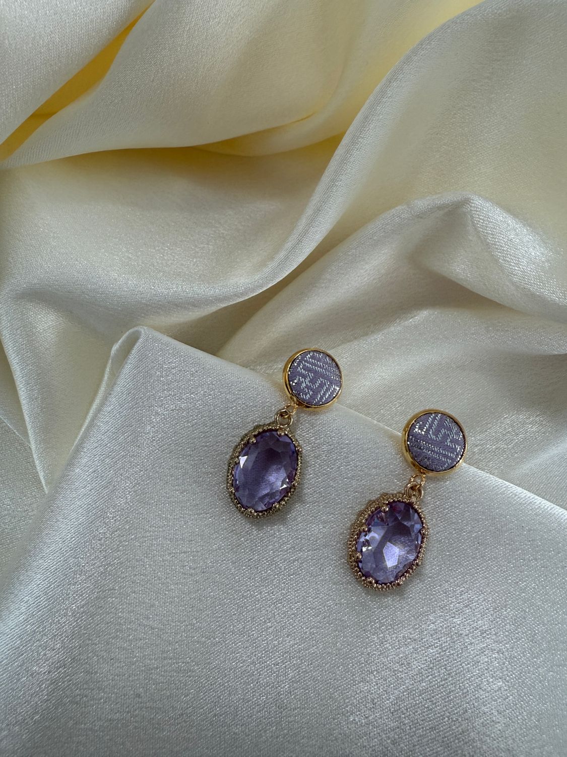 Lavender Silk Oval Earrings