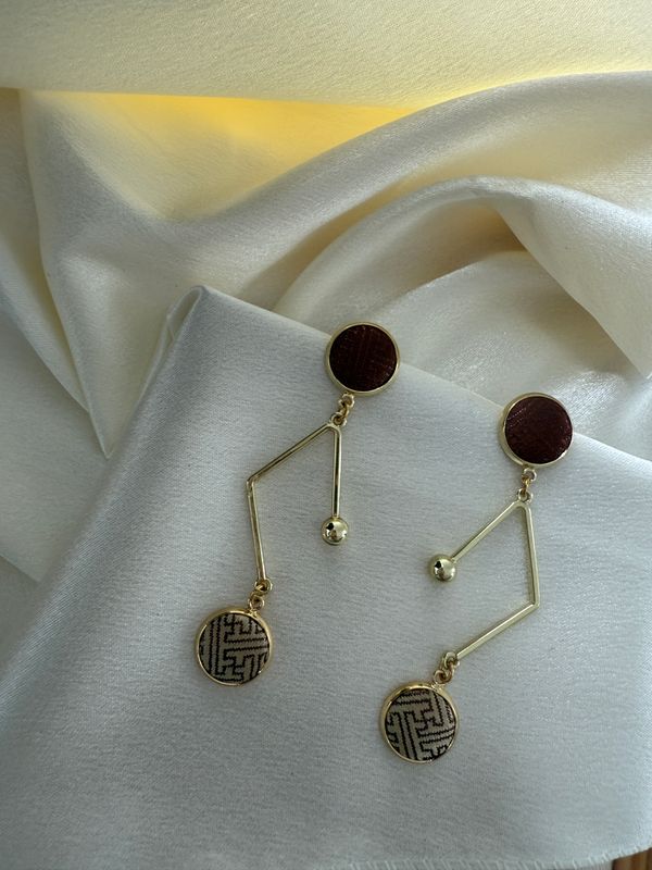 Geometric Silk Earrings, Brown
