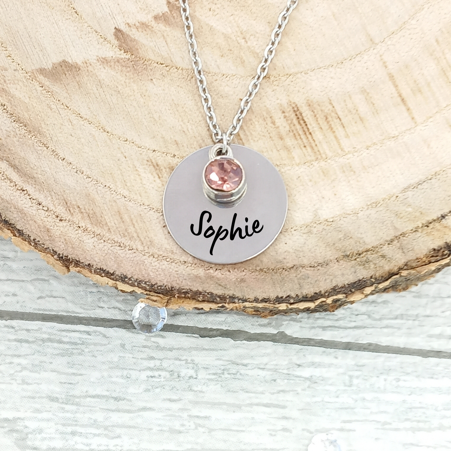 Name necklace with birthstone