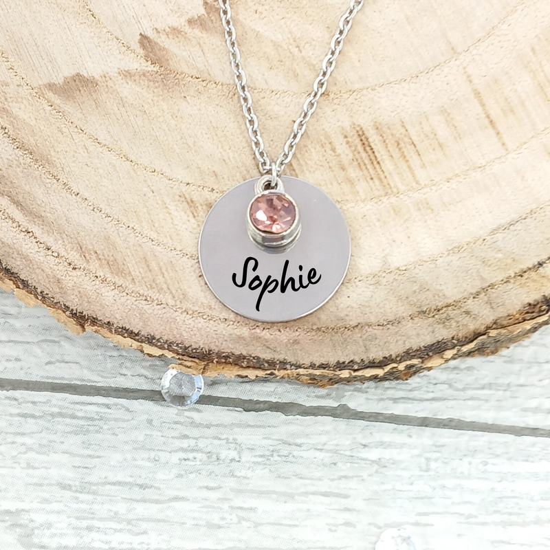 Name necklace with birthstone