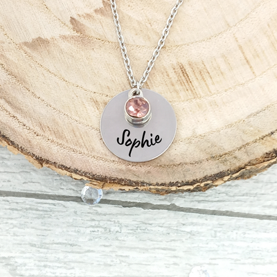 Name necklace with birthstone