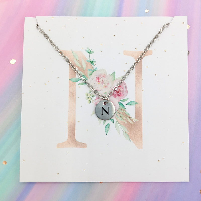Initial mini circle charm necklace - gold