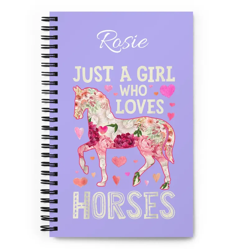 Just a girl who loves horses purple Personalised Notebook