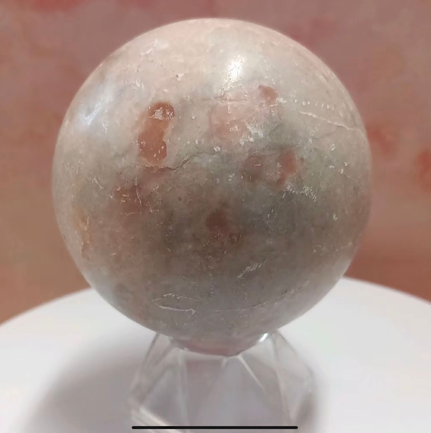 Pink Opal crystal sphere. 6.08cm 326g Pink opal sphere