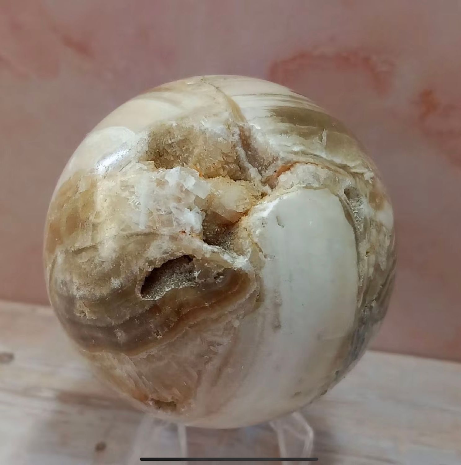 Amber Calcite sphere 6.5cm 372g