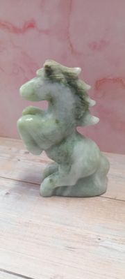 Green jade rearing horse crystal
