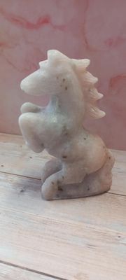 Pink opal rearing horse crystal
