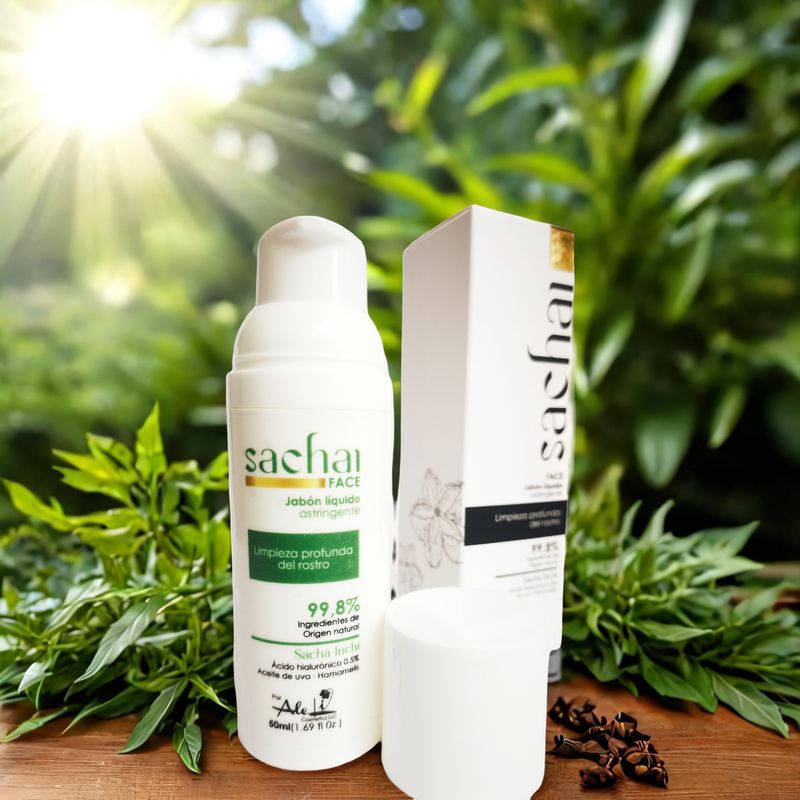 SACHAiFACE Astringent liquid cleanser that removes excess oil, pollutants, and makeup.