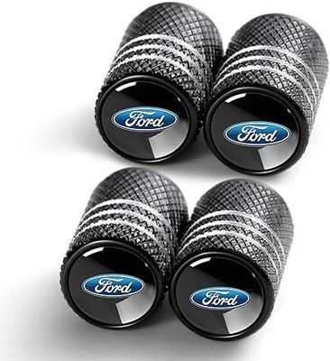 Tire Valve Stem Cap Cover for Ford Fusion F150 F250 F350 F450 F550 Edge Explorer Belt O-Ring Seal Corrosion Resistant Valve Stem Air Cap 4 Pack Black