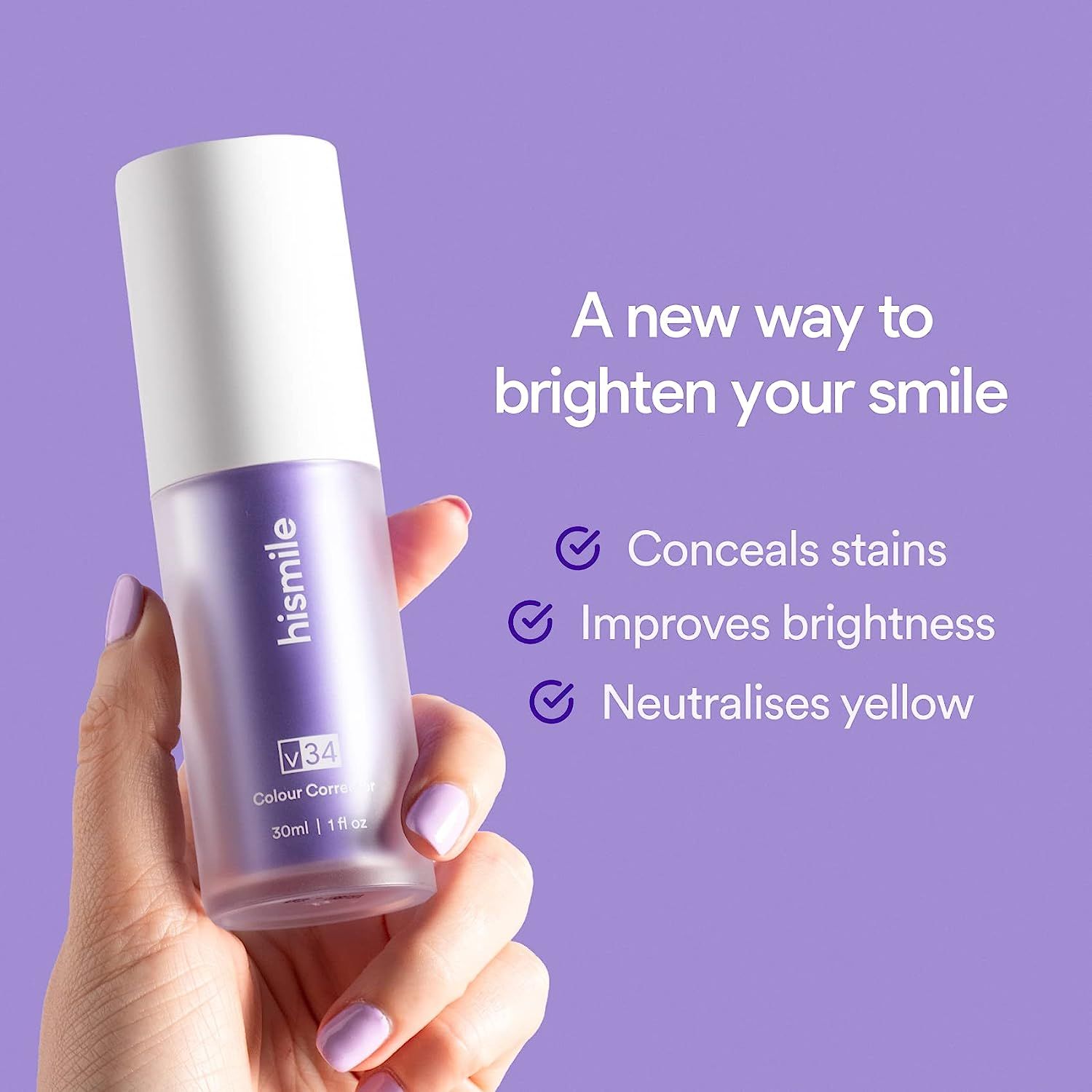 Hismile v34 Colour Corrector, Tooth Stain Removal, Purple Toothpaste