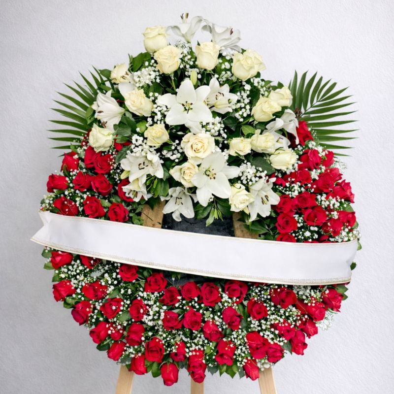 CORONA FUNERARIA EXTRA - ROSAS ROJAS