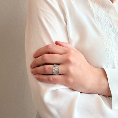 TUUM ANELLO ANIMAE MATER AG 925 RODIATO CON ZAFFIRI BLU