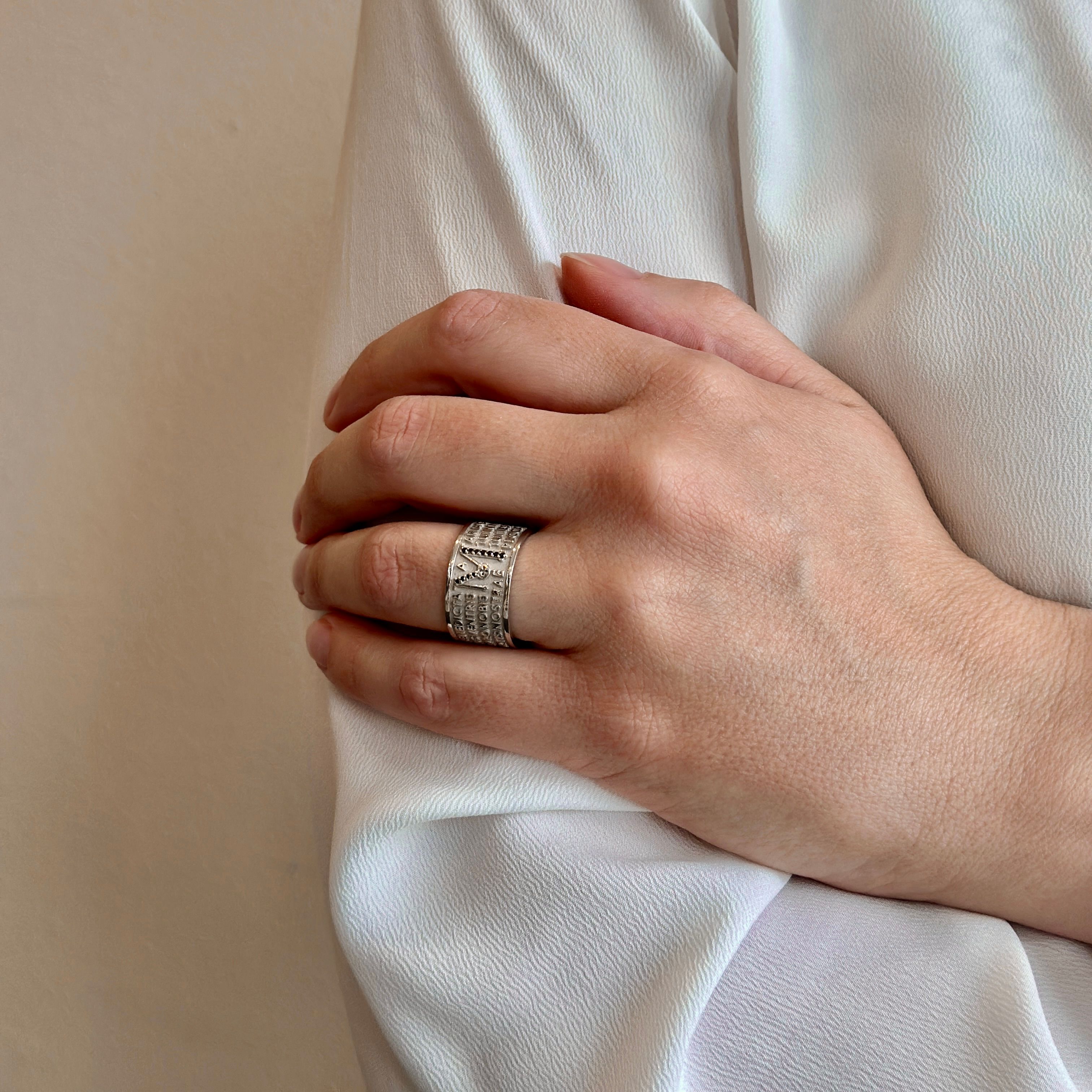 TUUM ANELLO ANIMAE MATER AG 925 RODIATO CON ZAFFIRI BLU