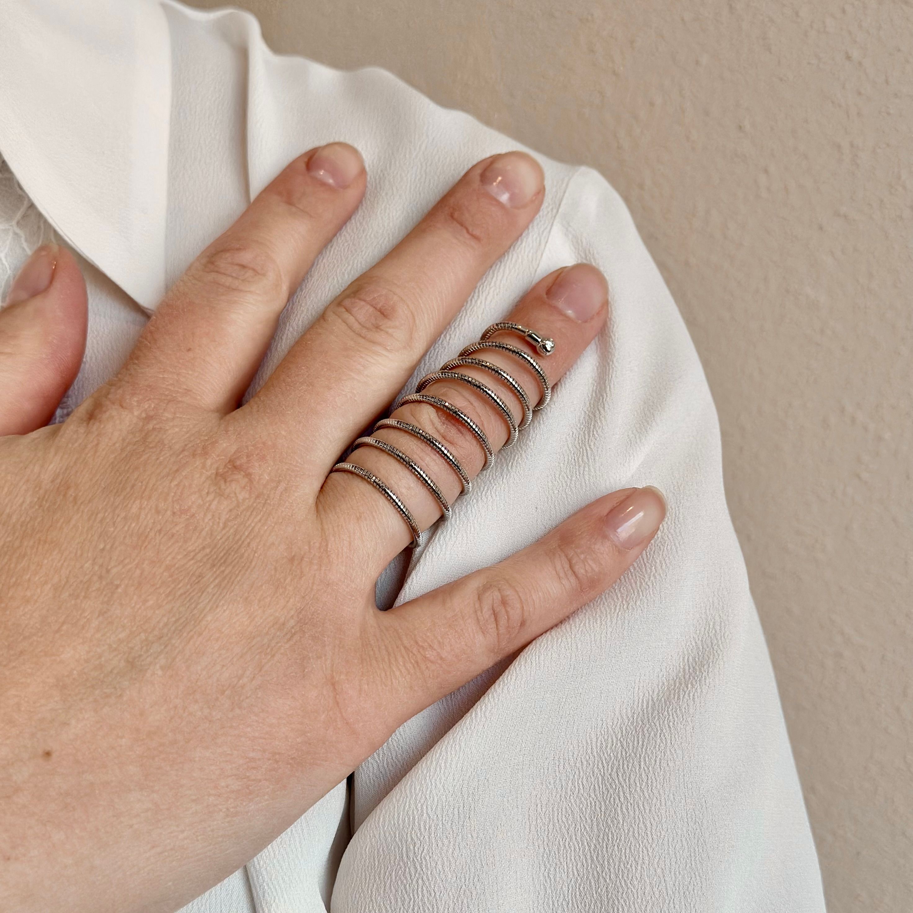 PESAVENTO ANELLO DNA SPIRALE ARGENTO 925 RODIATO