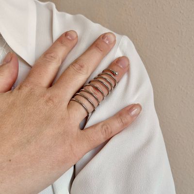 PESAVENTO ANELLO DNA SPIRALE ARGENTO 925 RODIATO