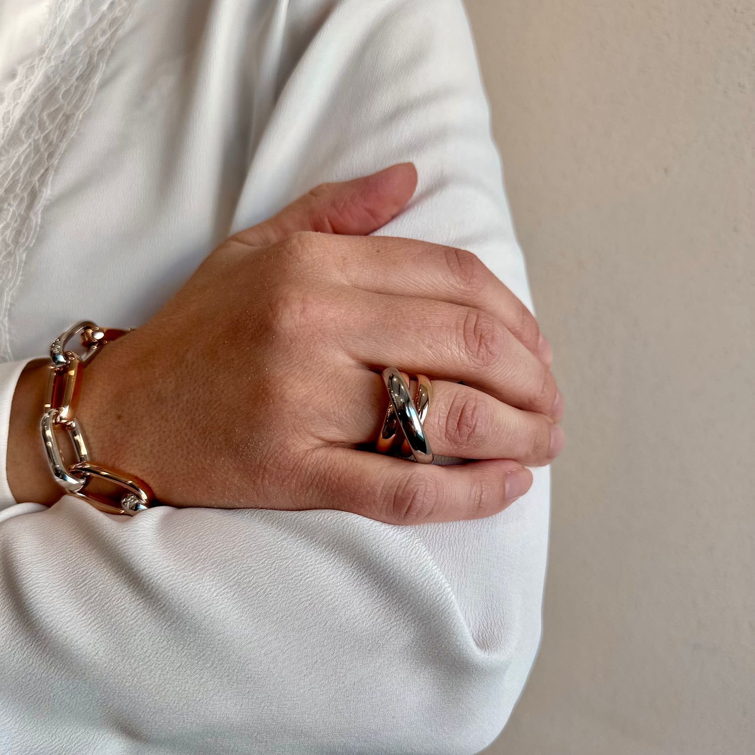 PESAVENTO ANELLO FOREVER CHIC A 3 MAGLIE ARGENTO 925