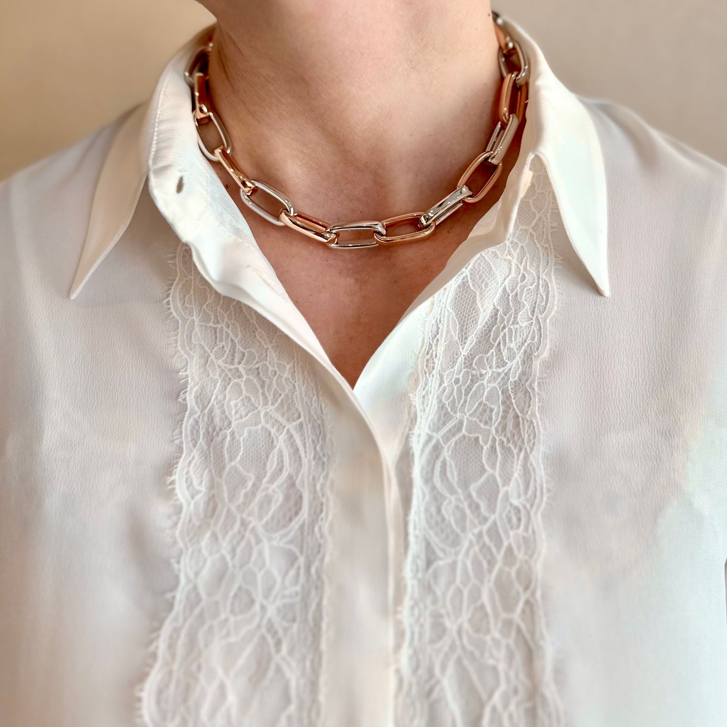 PESAVENTO GIROCOLLO A MAGLIE FOREVER CHIC IN ARGENTO 925 RODIO ROSA