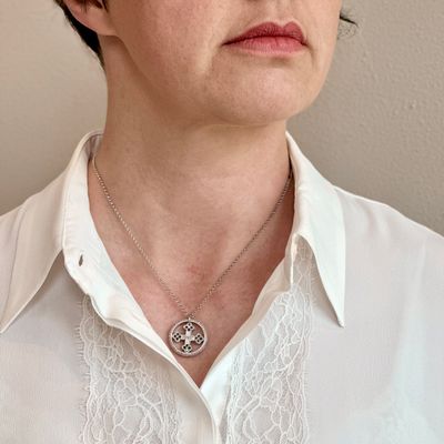 TUUM COLLANA FLORE LUX  AG 925 RODIATO E BRILLANTI NERI