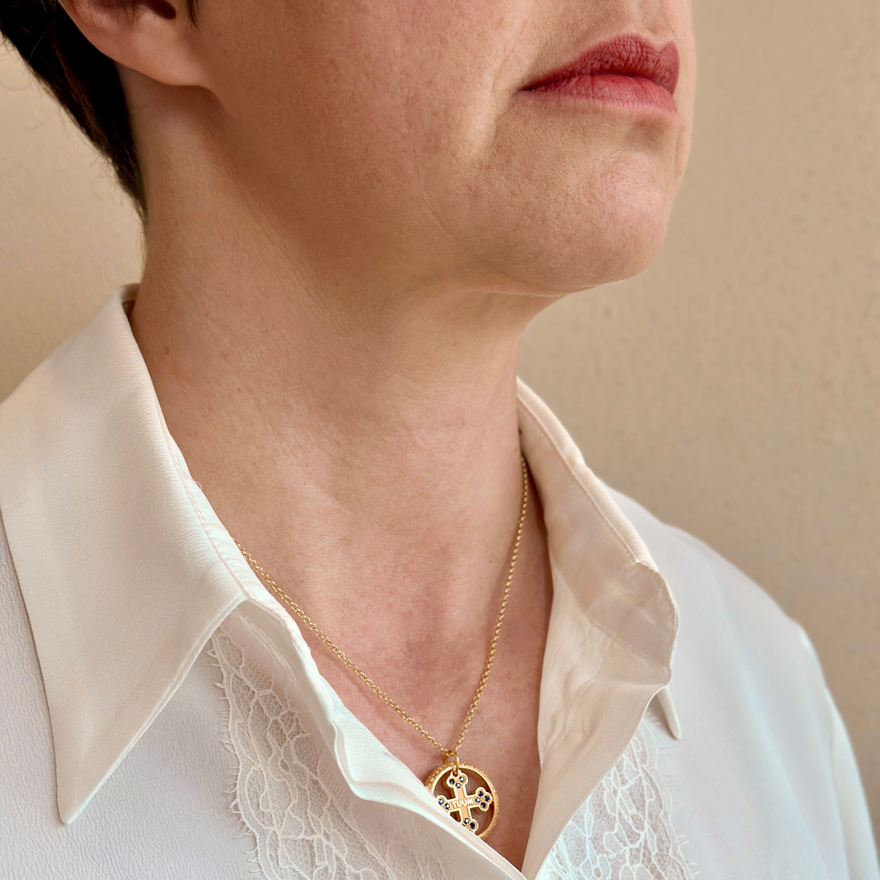 TUUM COLLANA FLORE LUX  AG 925 T-GOLD E ZAFFIRI BLU