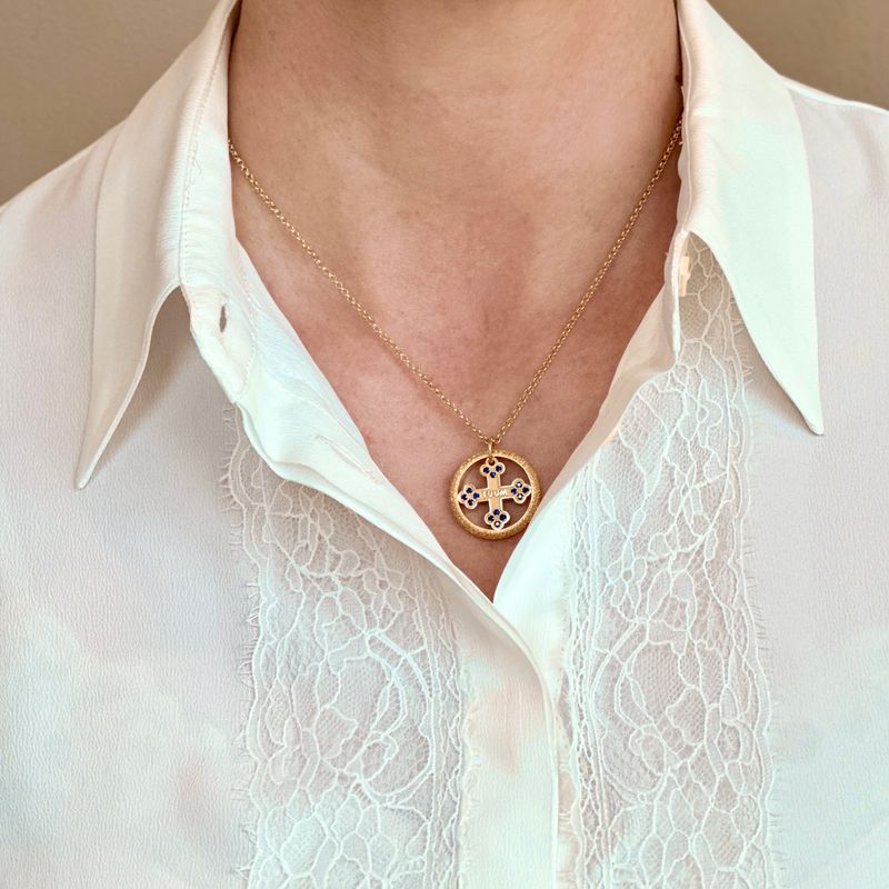 TUUM COLLANA FLORE LUX  AG 925 T-GOLD E ZAFFIRI BLU