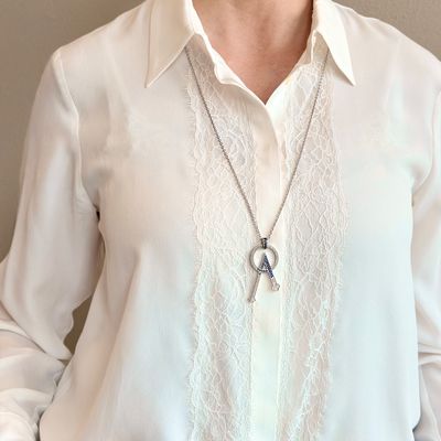 TUUM COLLANA ANGELO MAGNUM AG 925 RODIATO E ZAFFIRI