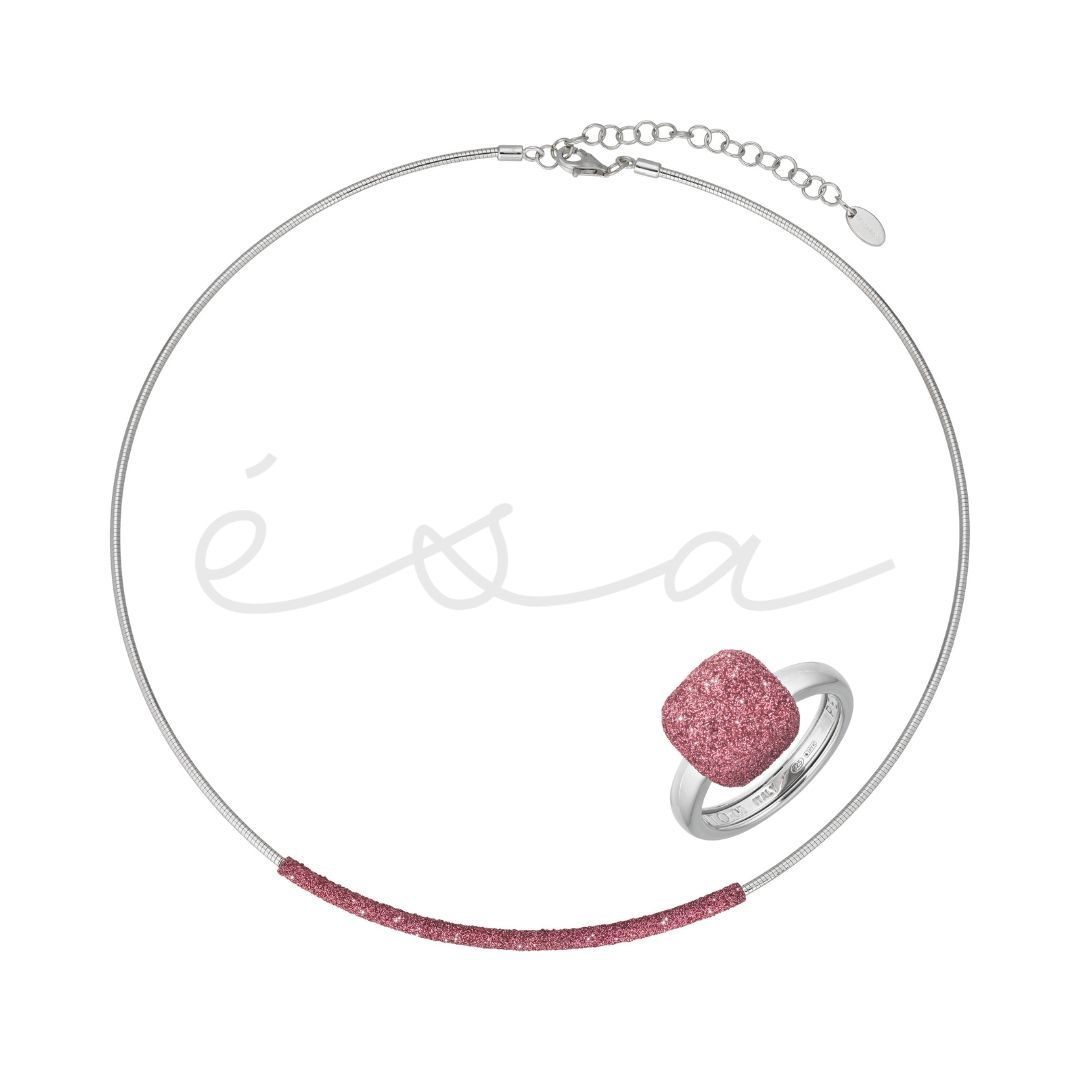 PESAVENTO SET  COLLANA & ANELLO POLVERE DI SOGNI ROSA JAIPUR