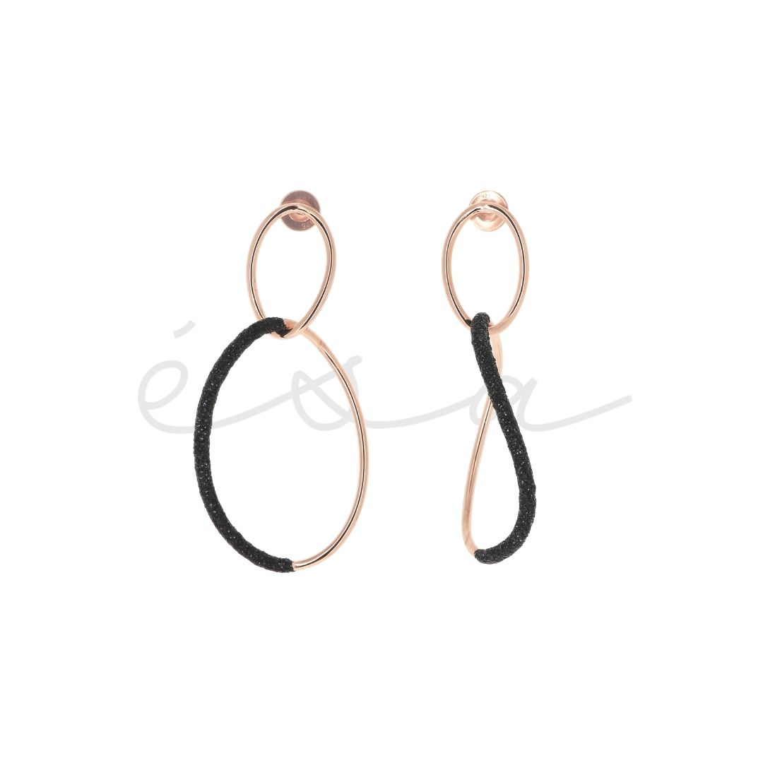 PESAVENTO ORECCHINI SINUOSI A DOPPIO CERCHIO POLVERE DI SOGNI NERA