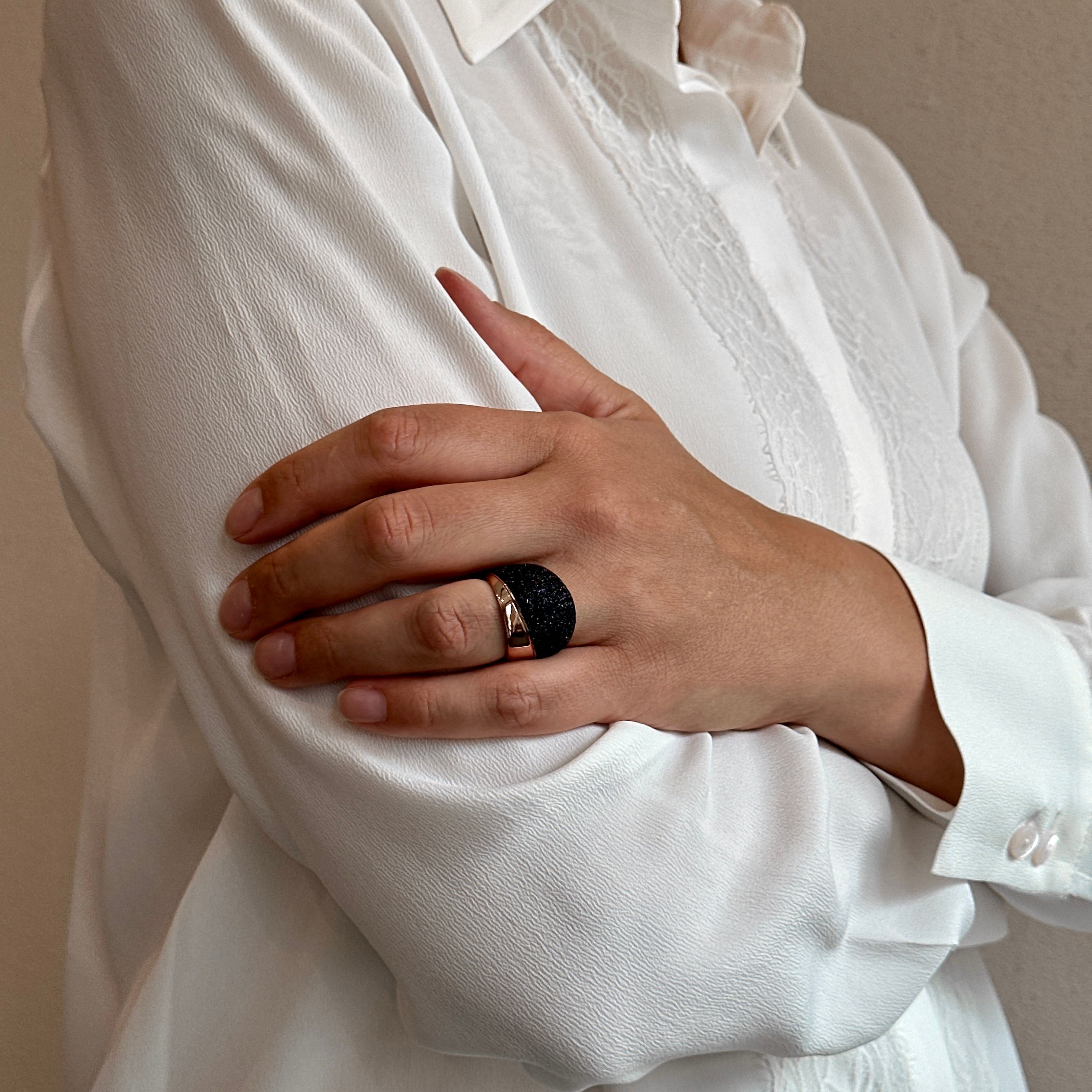 PESAVENTO ANELLO POLVERE DI SOGNI NERA A FASCIA LARGA