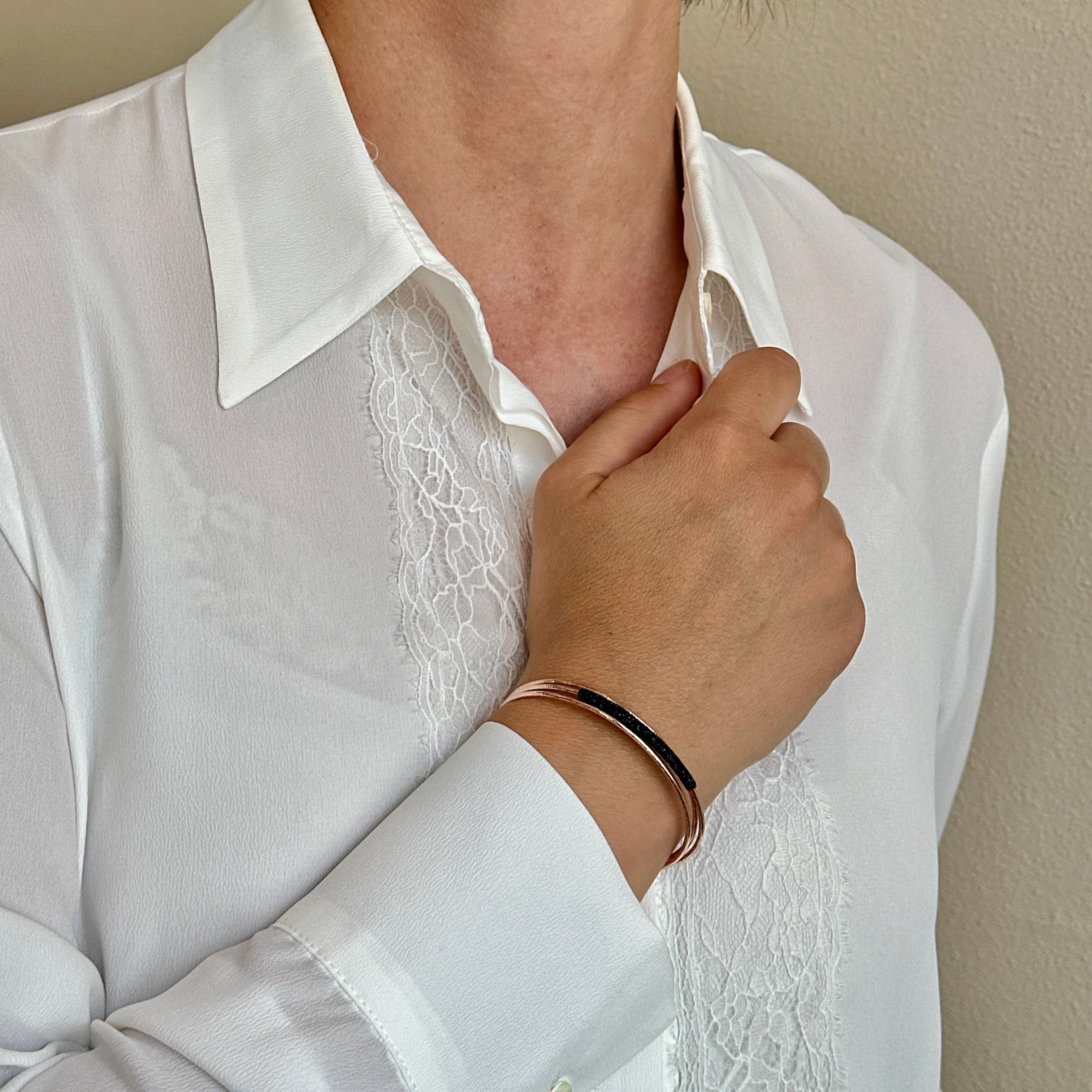 PESAVENTO BRACCIALE A 3 FILI CON CALAMITA POLVERE DI SOGNI NERA