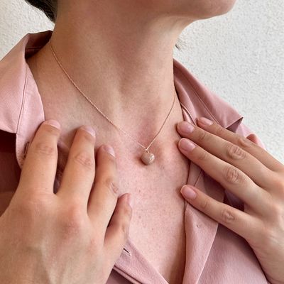 PESAVENTO COLLANA CON CUORICINO SMALTATO ROSA SCURO MOCHA MOUSSE