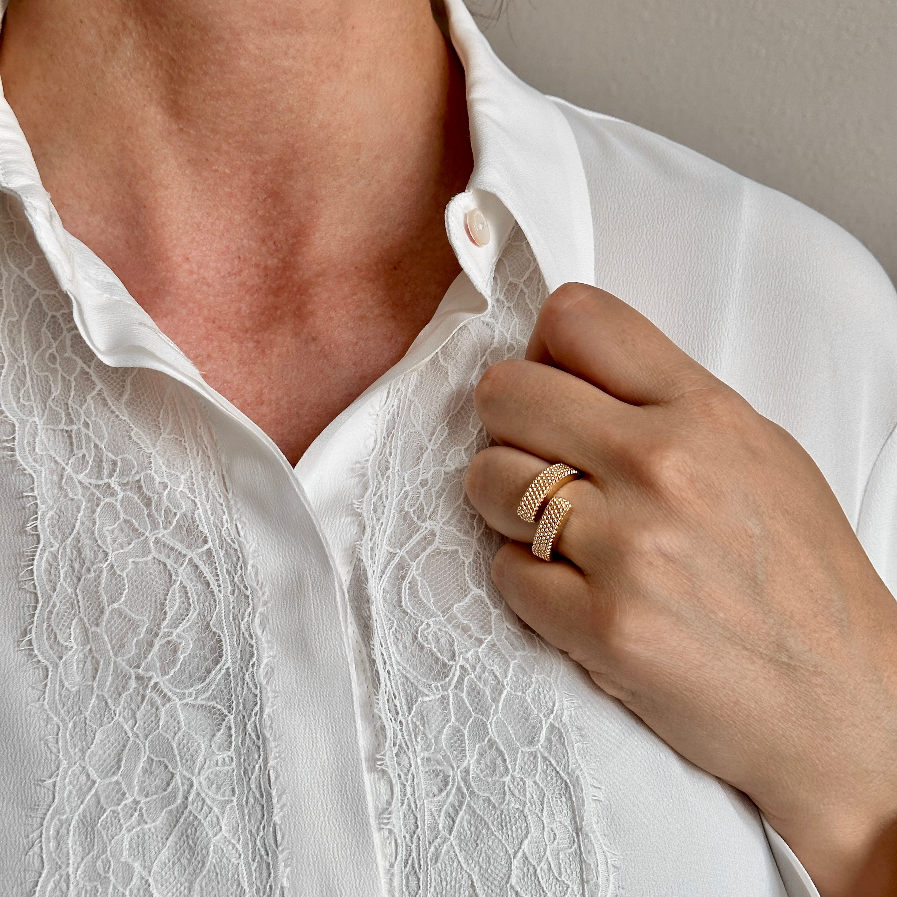 PESAVENTO ANELLO DORATO A DUE LIVELLI PIXEL