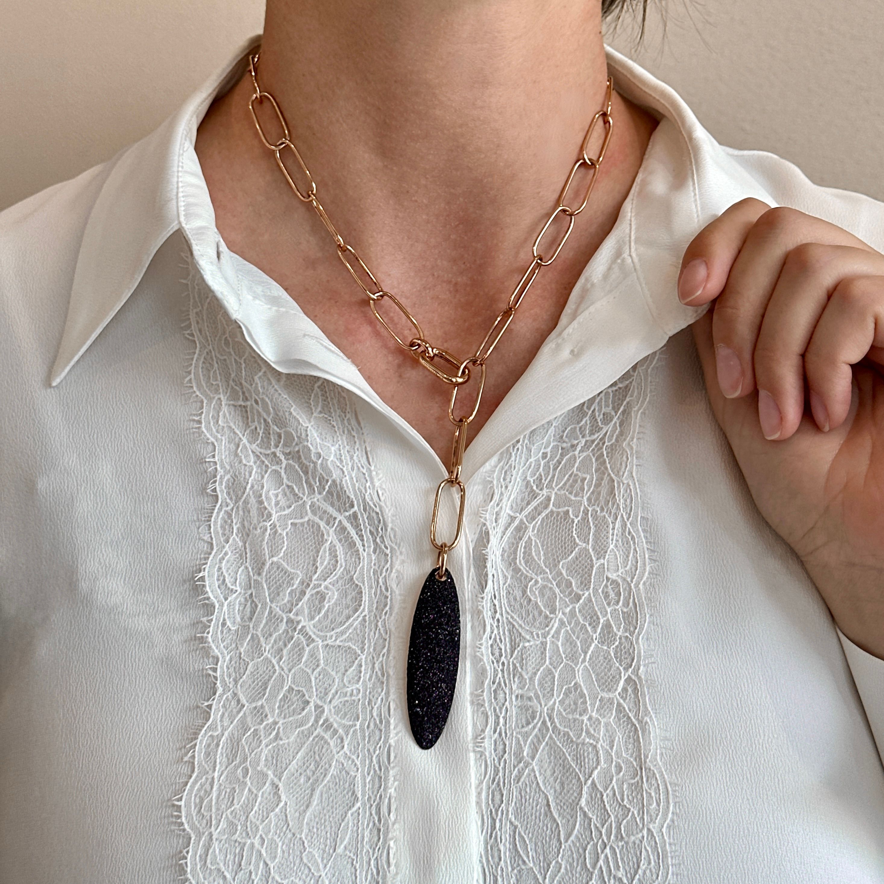 PESAVENTO COLLANA A CRAVATTA CON CIONDOLO IN POLVERE DI SOGNI  NERA