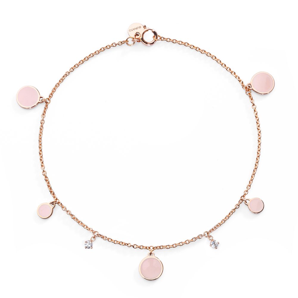 BURATO BRACCIALE MULTI PAILETTES ORO ROSA SMALTATO E DIAMANTI