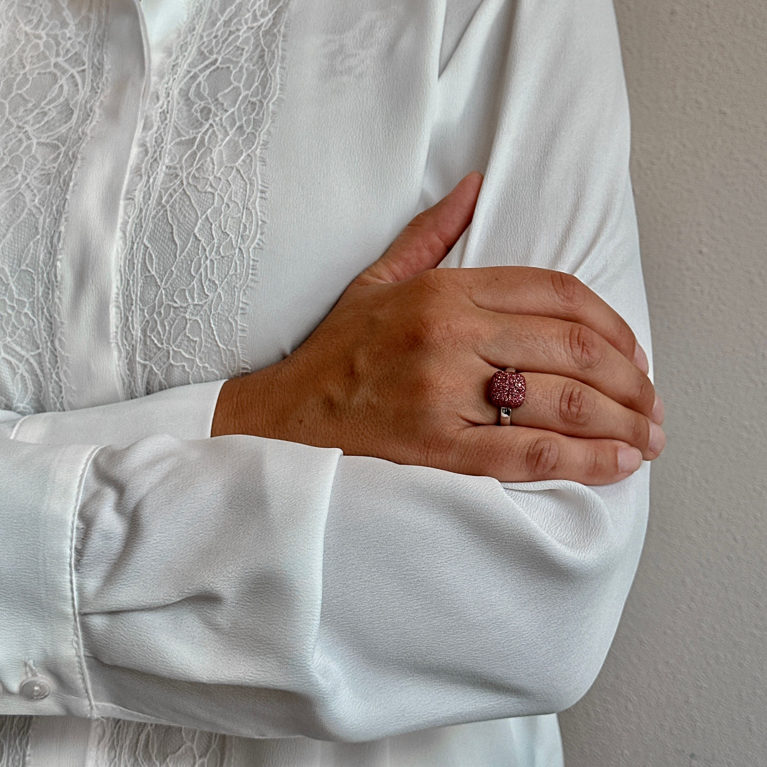 PESAVENTO ANELLO POLVERE DI SOGNI ROSA JAIPUR QUADRATINO