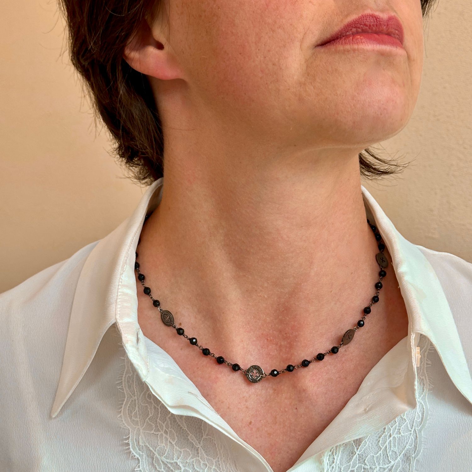 TUUM GIROCOLLO SETTEDONI IN ARGENTO 925 BRUNITO E ONICE