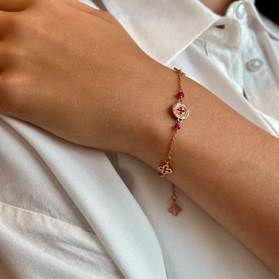 TUUM BRACCIALE IN ORO ROSA 9kt. E RUBINI - TIMOR DI DIO TUUM BRACCIALE IN ORO ROSA 9kt. E RUBINI - TIMOR DI DIO