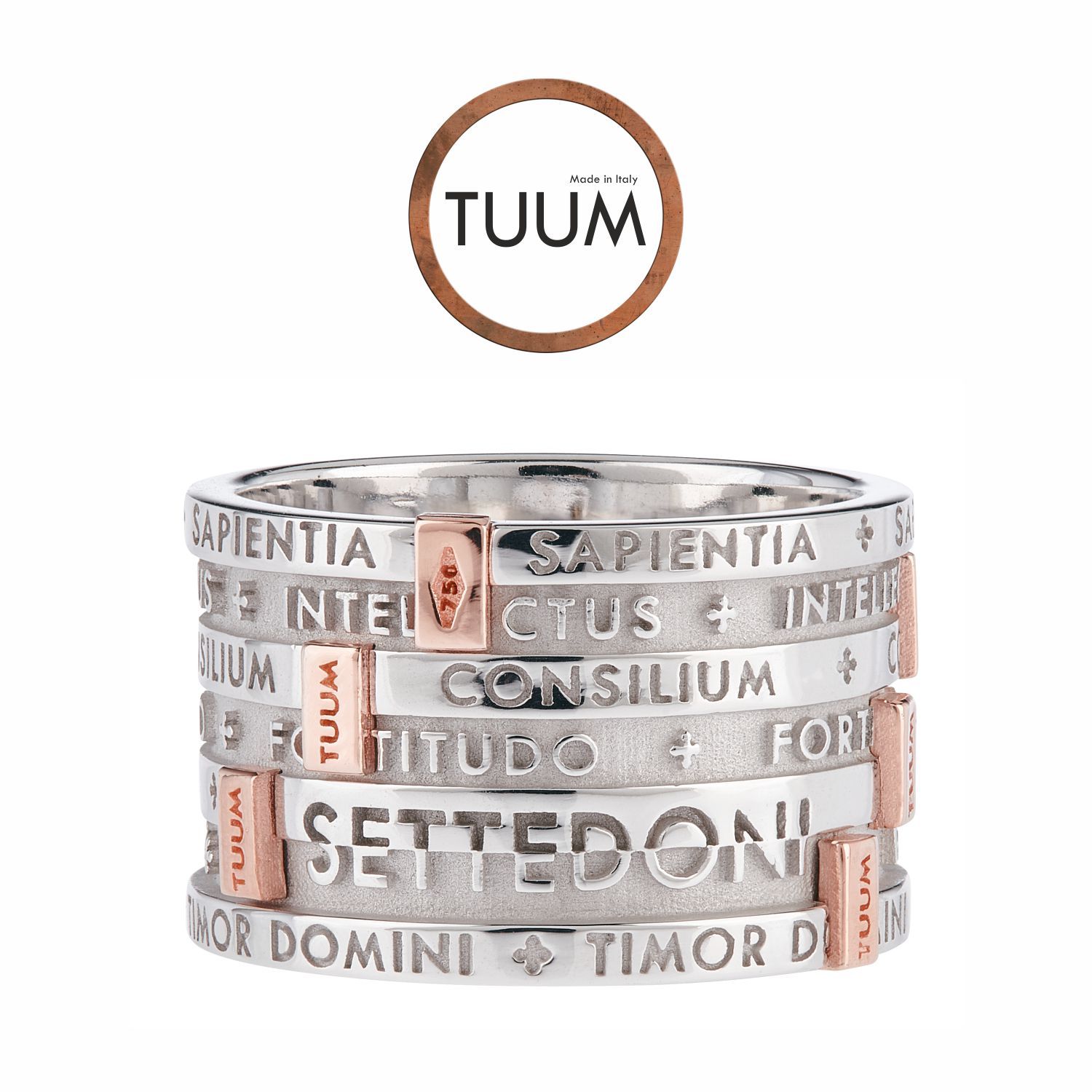 TUUM ANELLO 7 SETTEDONI ARG 925 E ORO ROSA 9kt.
