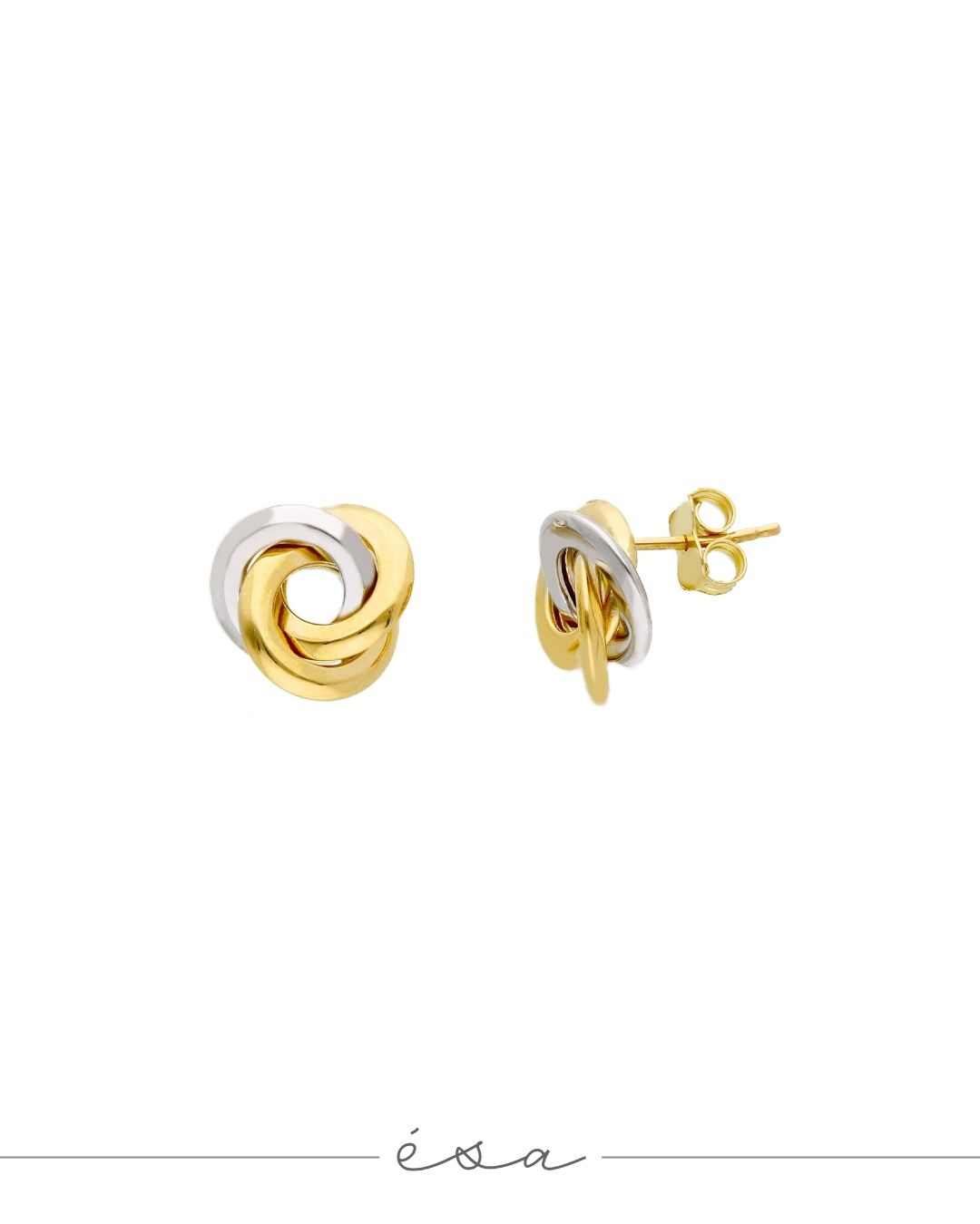 ÉSA ORECCHINI ORO GIALLO 18kt. CON DETTAGLIO ORO BIANCO