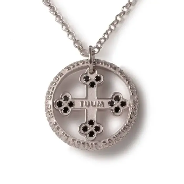 TUUM COLLANA FLORE LUX  AG 925 RODIATO E BRILLANTI NERI TUUM COLLANA FLORE LUX  AG 925 RODIATO E BRILLANTI NERI