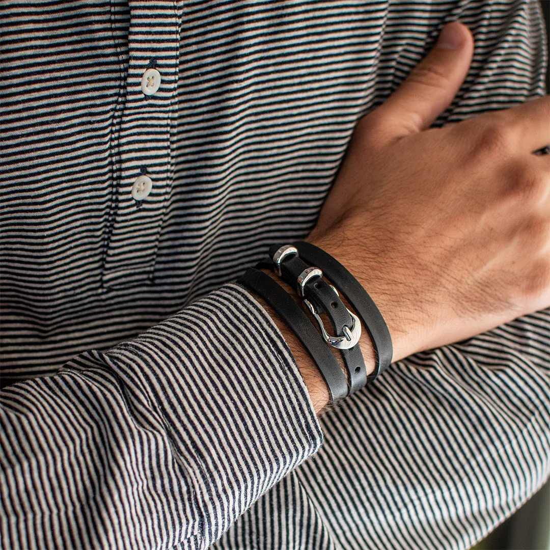 TULSI BRACCIALE IN PELLE NARCISETTO NERO