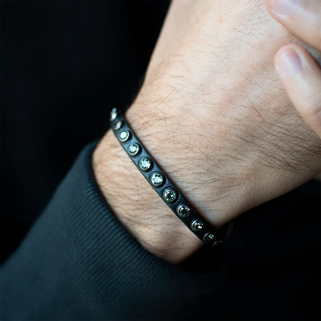 TULSI BRACCIALE IN PELLE CAFFE' AMERICANO BLACK DIMONDS