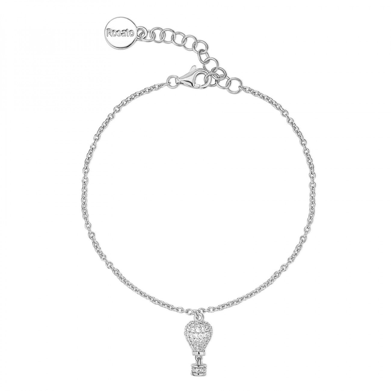 ROSATO BRACCIALE CON CIONDOLO MONGOLFIERA E ZIRCONI ROSATO BRACCIALE CON CIONDOLO MONGOLFIERA E ZIRCONI