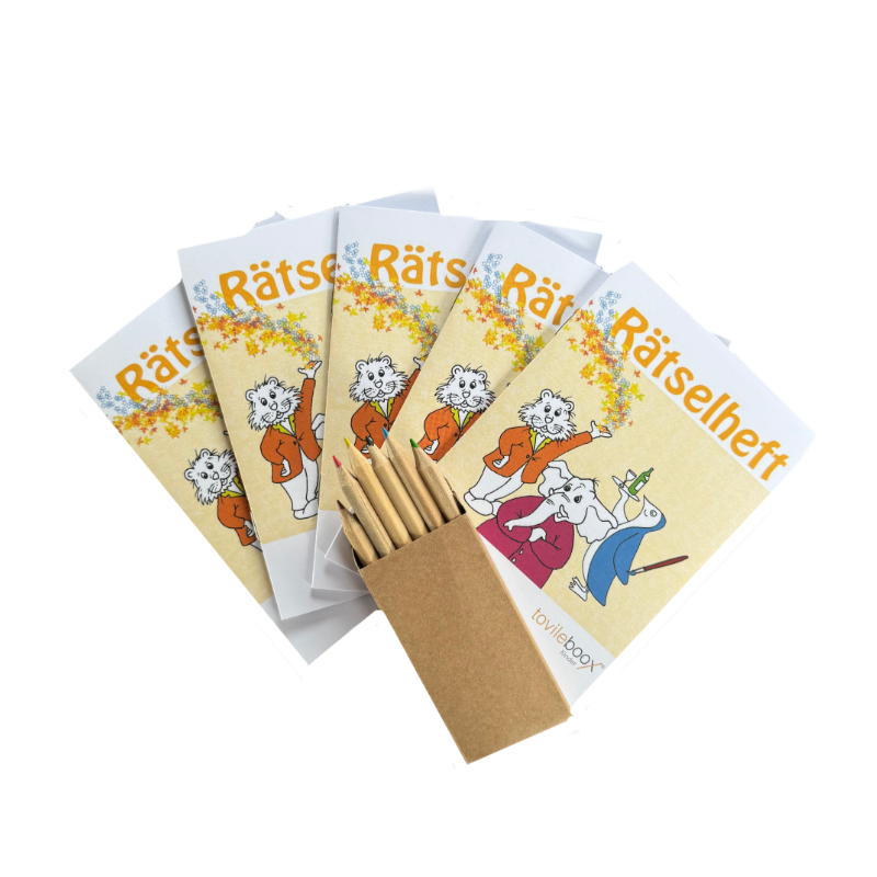 Rätselheftset inklusive Malstifte