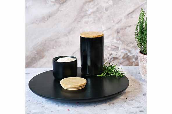 Lazy Susan draaiend plateau Black&amp;Wood