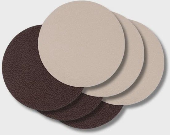Placemats, rond, sets van 6, Colour: bruin/zand